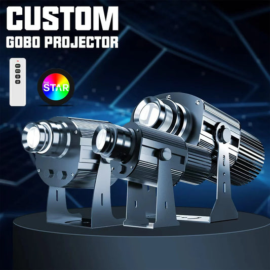 Custom Logo Lense Led HD Sign Indoor Head Outdoor Ip67 Waterproof Rotating Advertising Image Projection Door Lamp Gobo Projec