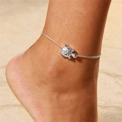 LETAPI Two Layers Chain Heart Style Gold/Silver Color Anklets For Women Bracelets Summer Barefoot Sandals Jewelry On Foot Leg
