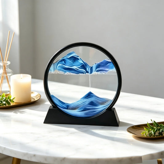 2026 3D Hourglass Quicksand Moving Sand Art Picture Round Glass Deep Sea Sandscape Craft Flowing Painting Home Office Work De