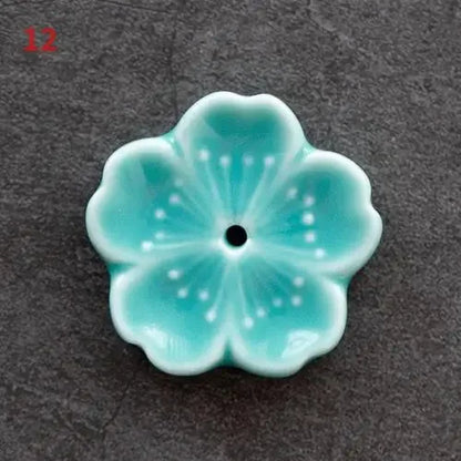 Cherry Blossom Incense Burner Home Ceramic Decor Stick Holder Aromatherapy Censer Office Teahouse Ornament - 12