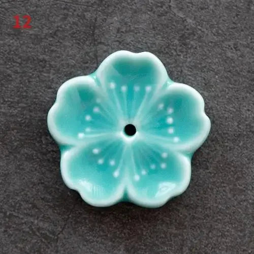 Cherry Blossom Incense Burner Home Ceramic Decor Stick Holder Aromatherapy Censer Office Teahouse Ornament