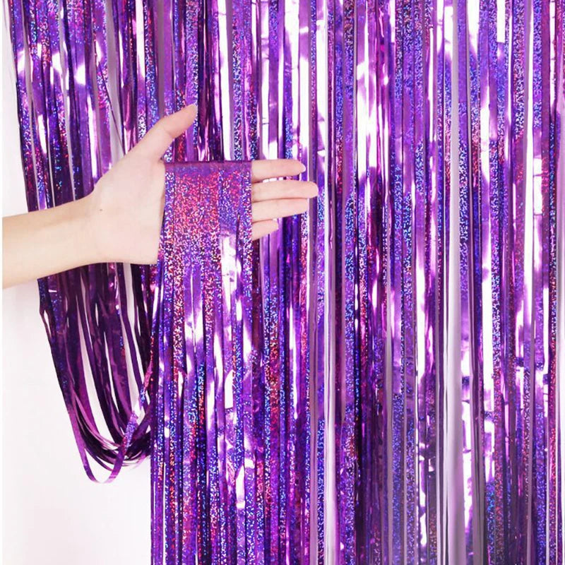 2/3M Party Background Wedding Decoration Foil Fringe Curtain Sequin Bachelorette Photo Backdrop Wall Curtain Birthday BabySho