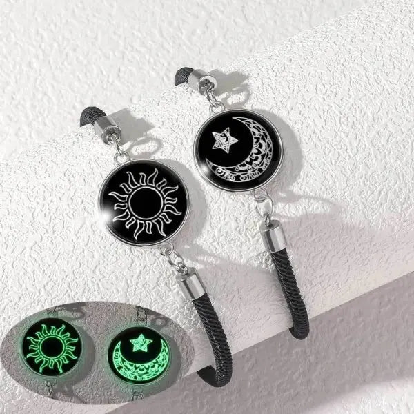 Romantic Luminous Sun Moon Couple Bracelets for Women Men Handmade Braided Rope Matching Bracelet Charms Lover Jewelry Gifts
