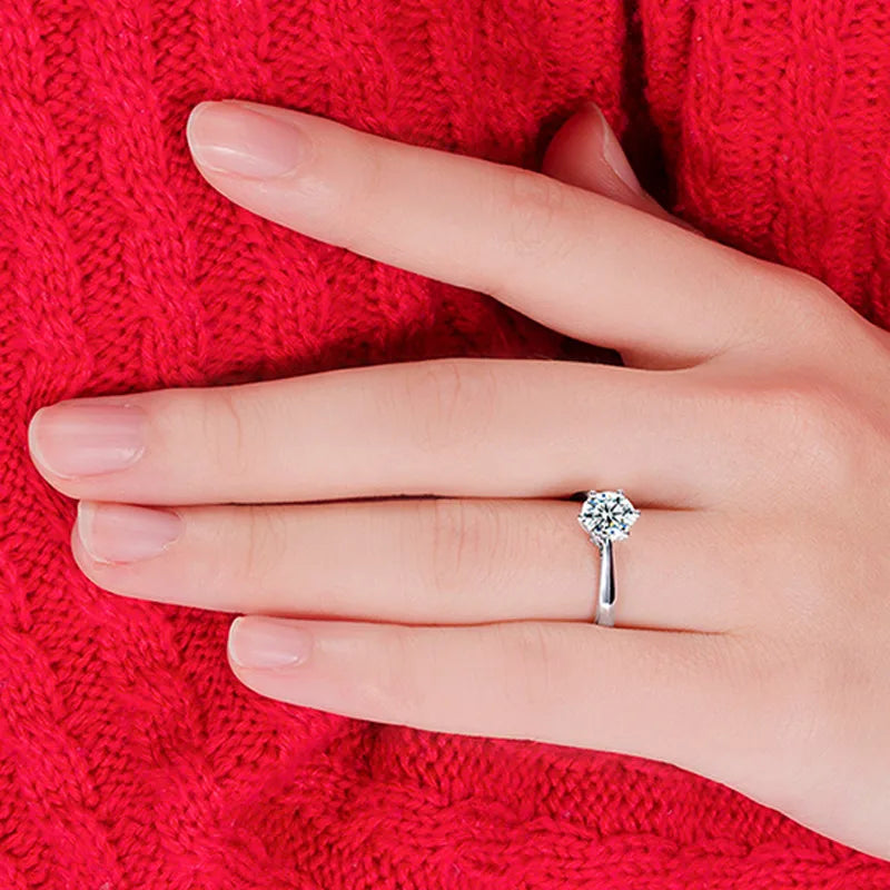 Fine Wedding Rings for Men Women Gift S925 Sterling Silver Color Austrian Crystal Engagement Proposal Ring Jewelry Bague Femm