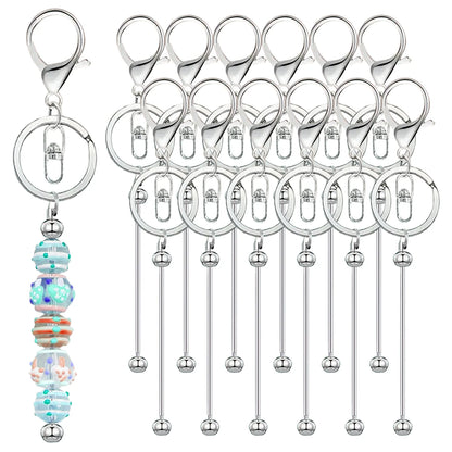 6/12/20/30Pcs Metal Beadable Keychain Bars Beading Key Chain Bar Blanks for Beads Pendant Jewelry Charms Lanyard DIY Crafts G