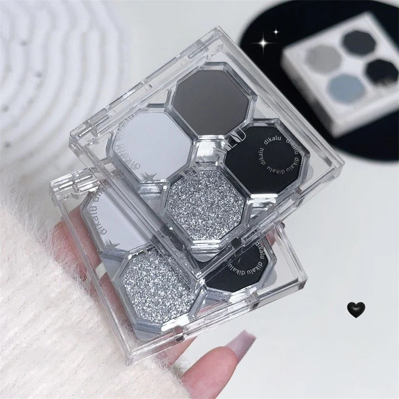 Black Light Star 4-color Eye Shadow Plate Smoky Makeup Dark Black Dark Cement Plate Cross-border Brightening Makeup Cosmetics