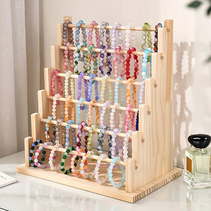Vintage Wooden Bracelet Storage Rack, Stepped Bead Display Rack, Jewelry Storage Rack, Watch Hair Clip and Headband Display R