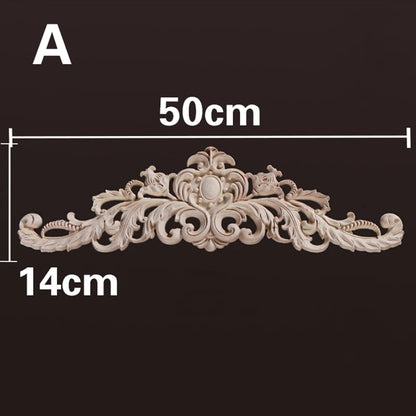 Wood Appliques and Onlays Natural Furniture Wall Door Woodcarving Decorative Long Flower Wooden Figurines Crafts Corner Frame