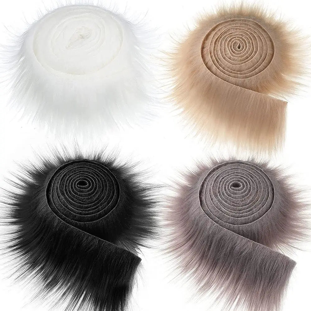Muiltcolor Long Plush Fur Trim Fabric Roll Stripe Faux Fur Ribbon Tapes Winter Costume Soft DIY Crafts Home Decoration Gift