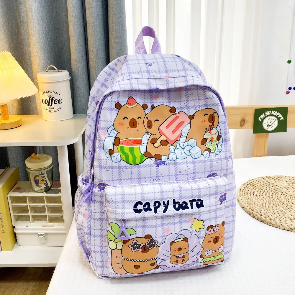Cute Large Capacity Capybara Backpack Cartoon Breathable Student Schoolbag Nylon Ultra-light Book Bag Back to school Women Gi