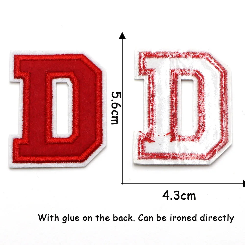 Red A-Z 0-9 English Number Letters Alphabet Towel Embroidered Patches For Clothing Bags Jacket Iron On Accessories DIY Logo N