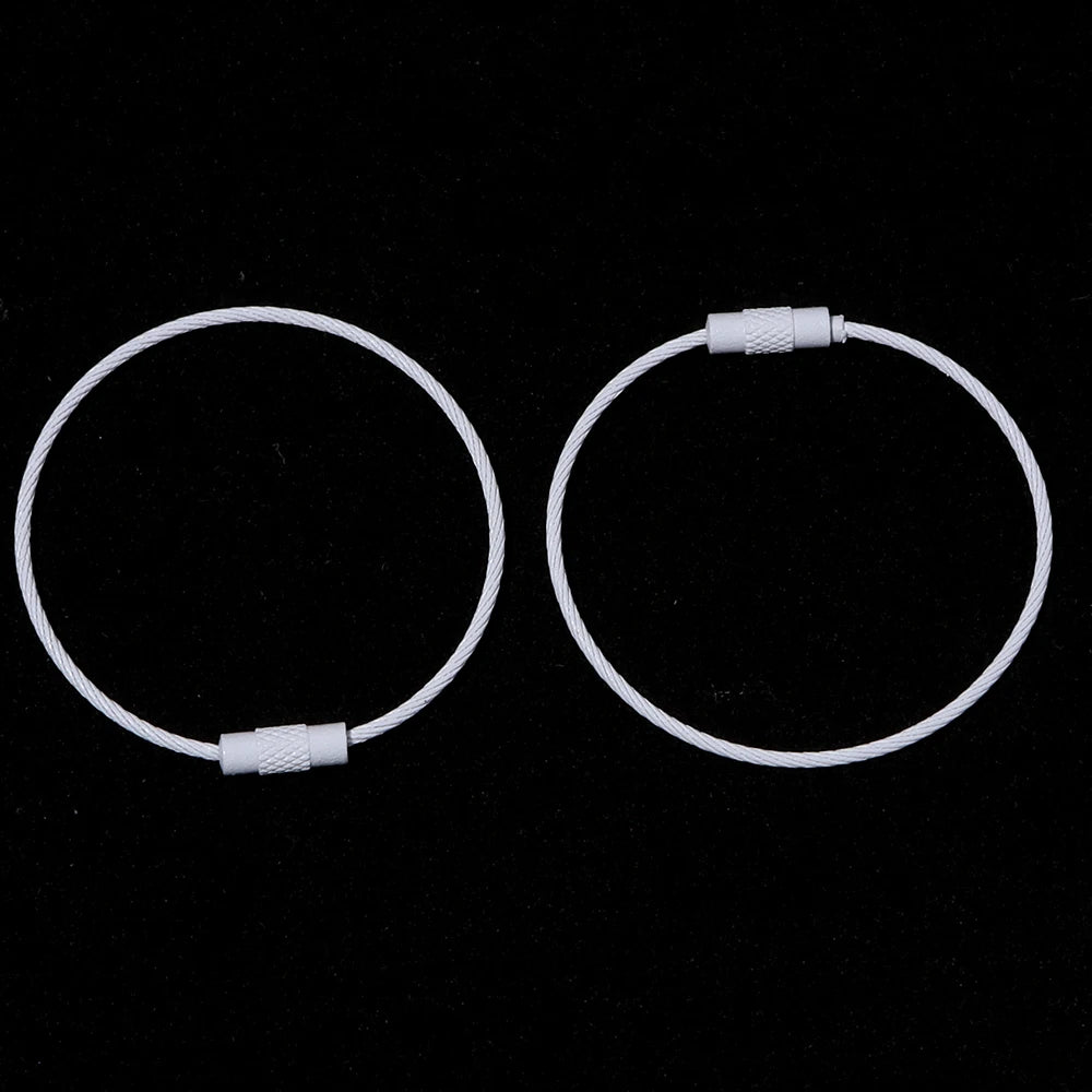 10pcs/lot Stainless Steel Wire Keychains Colorful Round Cable Loop Screw Lock Rope Rings For DIY Keyrings Key Chains Accessor