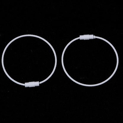 10pcs/lot Stainless Steel Wire Keychains Colorful Round Cable Loop Screw Lock Rope Rings For DIY Keyrings Key Chains Accessor