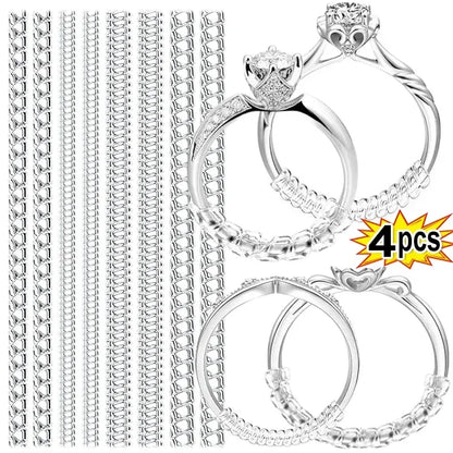 12pcs/Set Ring Size Reducer Tools Spiral Spring Based Rings Adjust Invisible Transparent Tightener Resizing Tool Jewelry Guar