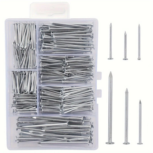 140/280pcs Assorted Hardware Nails Kit, Steel Picture Hanging & Wood Nails, Wall Nails with Storage Box, 6 Sizes, Smooth Fini