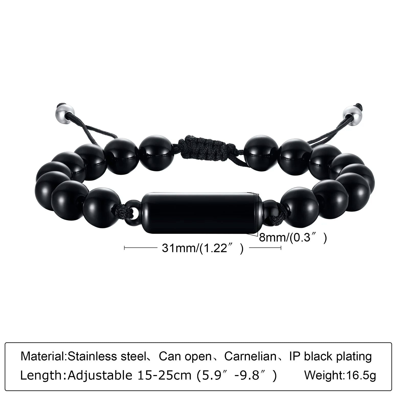 Cremation Urn Man Bracelets Adjustable Tiger Eye Beads Chain Wristband Pet Family Papa Ashes Holder Stainless Steel Jewelry -