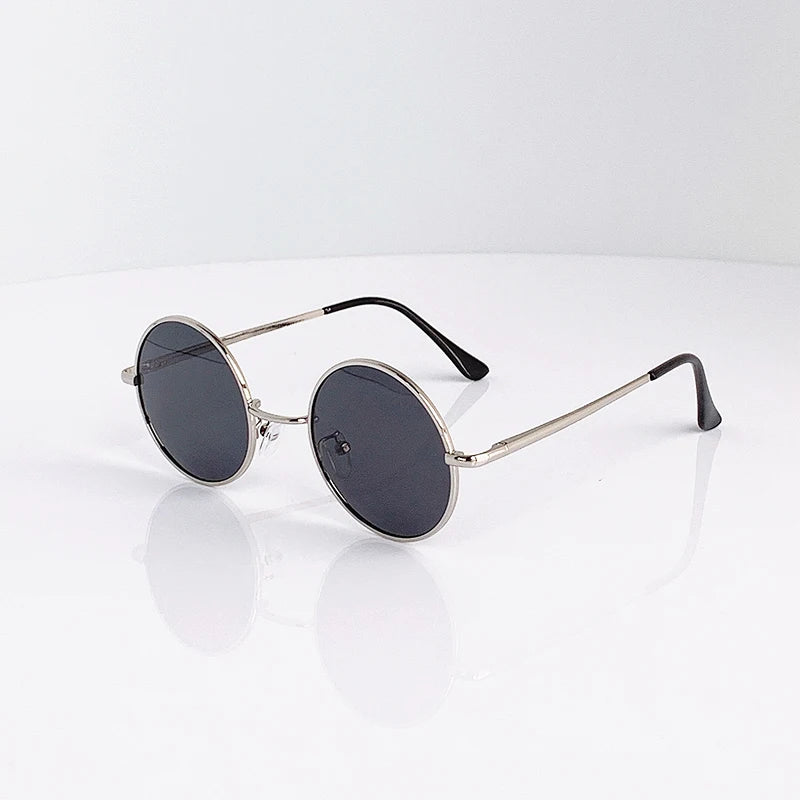 Retro Vintage Round Polarized Sunglasses Men Brand Designer Sun Glasses Women Alloy Metal Frame Black Lens Eyewear Driving UV