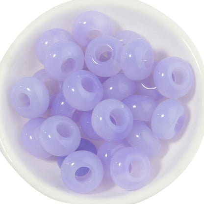 50pcs/lot Colorful Round Acrylic Beads Big Hole Loose Spacer Beads For Jewelry Making DIY Necklaces Bracelets Accessories
