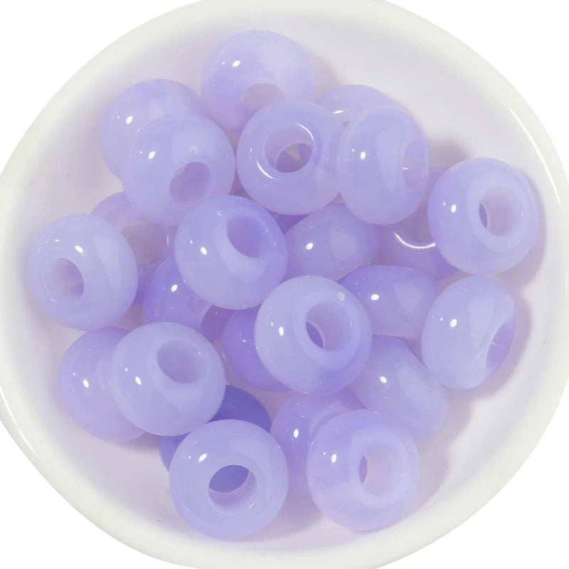 50pcs/lot Colorful Round Acrylic Beads Big Hole Loose Spacer Beads For Jewelry Making DIY Necklaces Bracelets Accessories - p