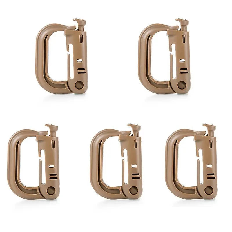 5Pcs Plastic D-Ring Tactical Carabiner Grimlock Lock Hard Hook Buckle Clip For Molle Webbing Accessories Backpack/Pouch/Bag/B