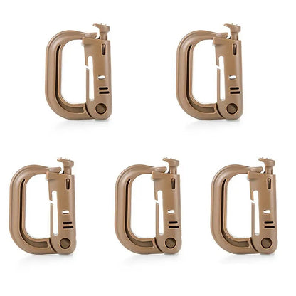 5Pcs Plastic D-Ring Tactical Carabiner Grimlock Lock Hard Hook Buckle Clip For Molle Webbing Accessories Backpack/Pouch/Bag/B