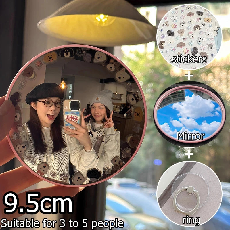 Round Convex Mirror Travel Selfie Photo Props High-definition Mirror Portable Makeup Mirror Handheld Photography Mirrors - Pi