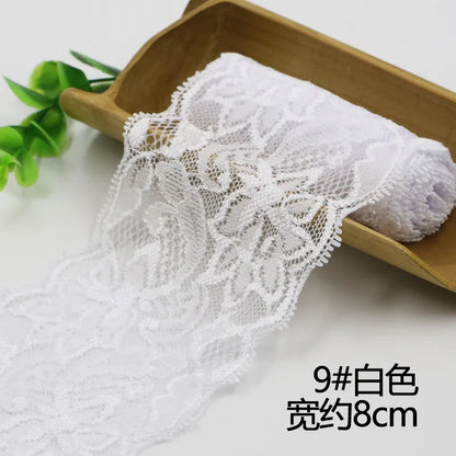 Lace Trim 1 Meter, Elastic Ribbon for Sewing, Wide Lace Trim, DIY Crafts, Scrapbooking Supplies, Crochet Pattern Ribbon in Co