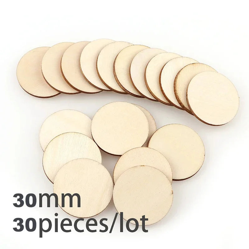 3-100Pcs Unfinished Round Wood Slices 1cm-10cm DIY Crafts Wooden Circle Discs Christmas Jewelry Painting Wedding Ornament Dec