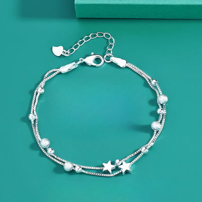 Fashion 925 Sterling Silver Bracelets for Women Simple Korean Multi Layer Coil Adjustable Bracelets Party Wedding Jewelry Gif