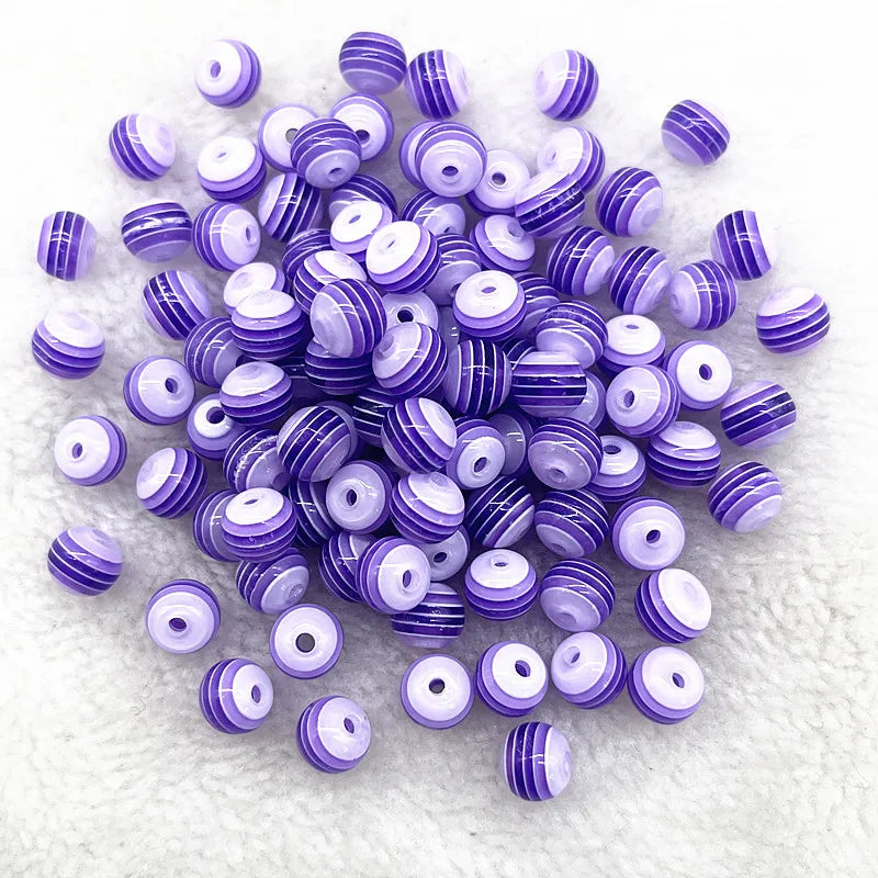 6mm 8mm Round Transparency Resin Beads Stripe Spacer Beads for Jewelry Making Children Handcraft Department DIY Accessories -