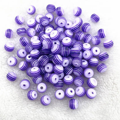 6mm 8mm Round Transparency Resin Beads Stripe Spacer Beads for Jewelry Making Children Handcraft Department DIY Accessories -