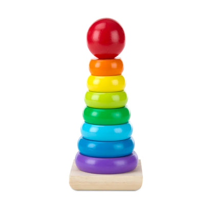 Rainbow Stacker Wooden Ring Educational Toy Kids Tower Stack Up Blocks Color Shape Game Baby Montessori Toys for Children Gif