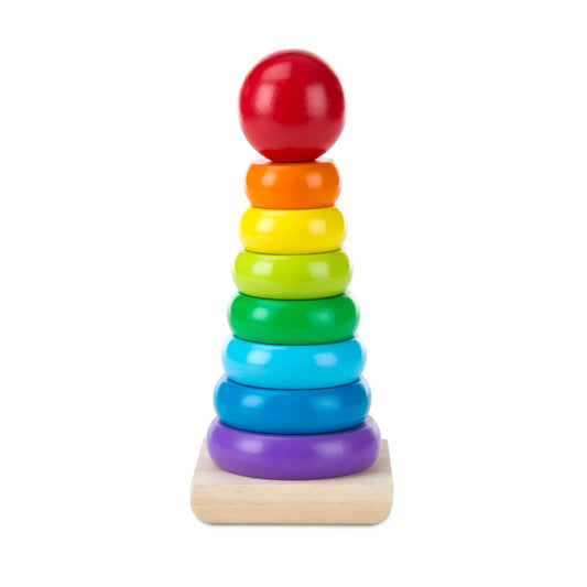 Rainbow Stacker Wooden Ring Educational Toy Kids Tower Stack Up Blocks Color Shape Game Baby Montessori Toys for Children Gif