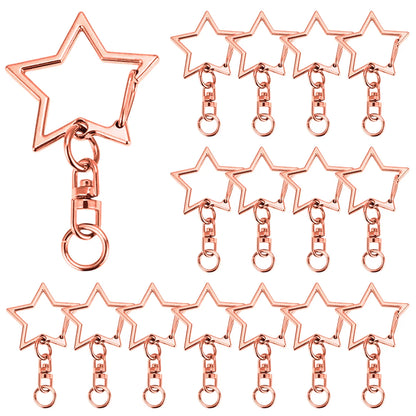 5/15/25/50 Sets Star Shaped Snap Keychain Lobster Claw Clasp with Hanging Buckle Jump Ring for DIY Crafts Jewelry Accessory G