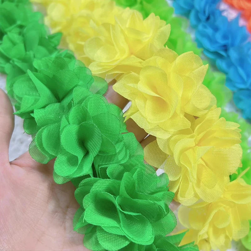 1 Yard Width 5cm 3D Chiffon Flowers Lace Trim Multicolor DIY Lace Ribbon Decor Clothes Accessories Craft Sewing Fabric Suppli
