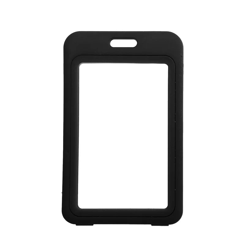 1pc Cute Double Sided Transparent ID Card Holder Waterproof Name Badge Holder Horizontal Id Badge Holder - Black