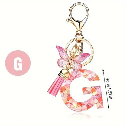 Fashion DIY A-Z Letters keychain Metal Holder Pendent Key Chain Women Car Key Ring Simple Letter Name Key Party Gift Jewelry 
