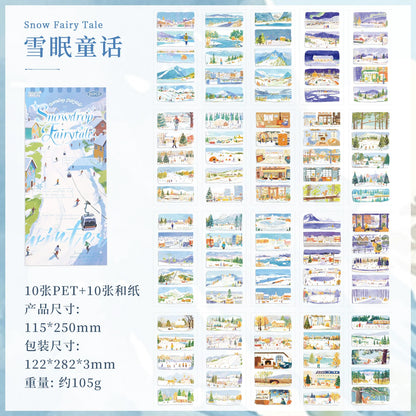20sheets Four Seasons Scenery Series Ins PET+Washi Dual Material Stickers Book Creative Collage DIY Scrapbook Aesthetic Stick