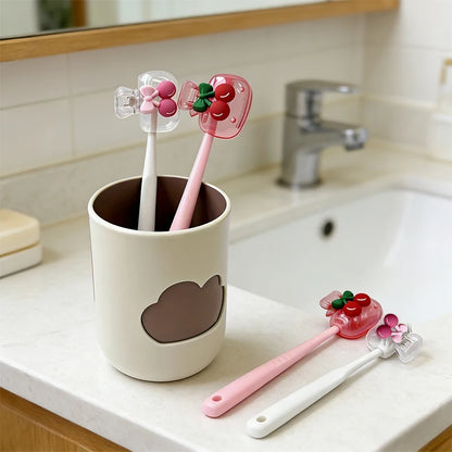 Cute Cherry Design Toothbrush Holder, Cherry Pattern, Protects Toothbrush Head, Features Dual Holes for Drainage and Ventilat