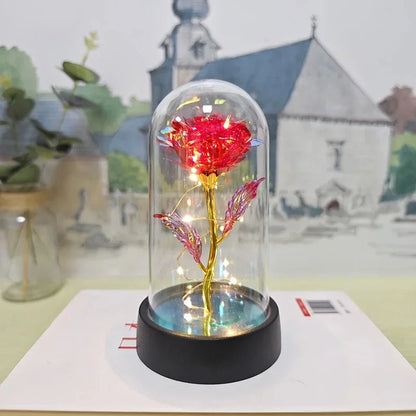 Artificial Rose Flowers Valentines Day Gift for Girlfriend Eternal Rose LED Light Foil Flower Wedding Decor Christmas Gifts -