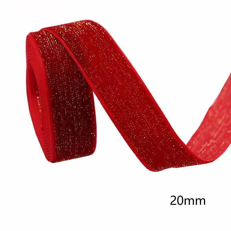 5 Yards Christmas Velvet Ribbon New Year Red Festival Ribbon Bows Gift Box Packaging Ribbon Festival Scene 10/15/20/25/38mm -