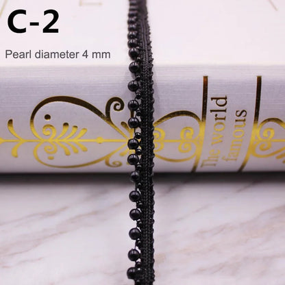 1yard/lot White black Pearl Bead lace Ribbon Tape lace fabric Trim Ribbons for DIY Sewing Garments Handmade Clothing Accessor