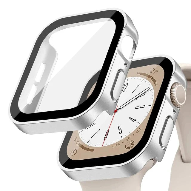 Glass+Case for Apple Watch 42 46mm 45mm 41 49 44mm 40 Mm Straight Edge Screen Protector Cover Case iWatch SE 6 7 8 9 10 11 Ul