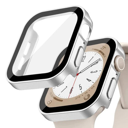 Glass+Case for Apple Watch 42 46mm 45mm 41 49 44mm 40 Mm Straight Edge Screen Protector Cover Case iWatch SE 6 7 8 9 10 11 Ul