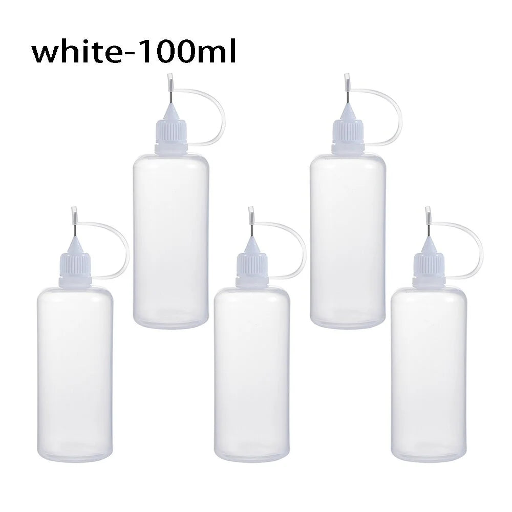 5pcs/set 5/10/20/30/50/100ML Needle Tip Glue Applicator Bottle for Paper Quilling DIY Scrapbooking Paper Craft Tool - White-1