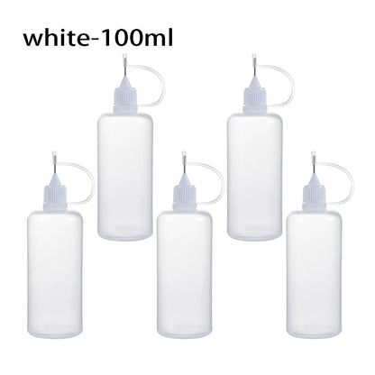 5pcs/set 5/10/20/30/50/100ML Needle Tip Glue Applicator Bottle for Paper Quilling DIY Scrapbooking Paper Craft Tool - White-1