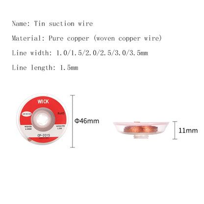 Tin suction Wire Manual Desoldering Suction 1.5m Welding Point Solder Remover Braid Tape Lead Cord Flux Tools