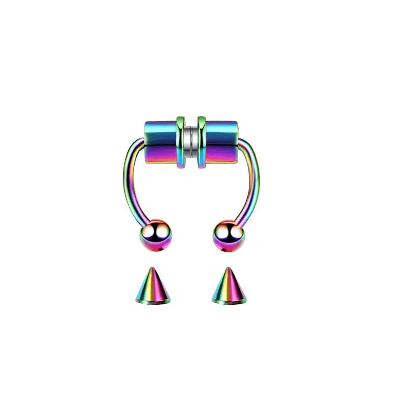 Women Fake Piercing Nose Ring Hoop Septum Non Piercing Nose Clip Rock HipHoop Stainless Steel Magnet Fashion Punk Body Jewelr