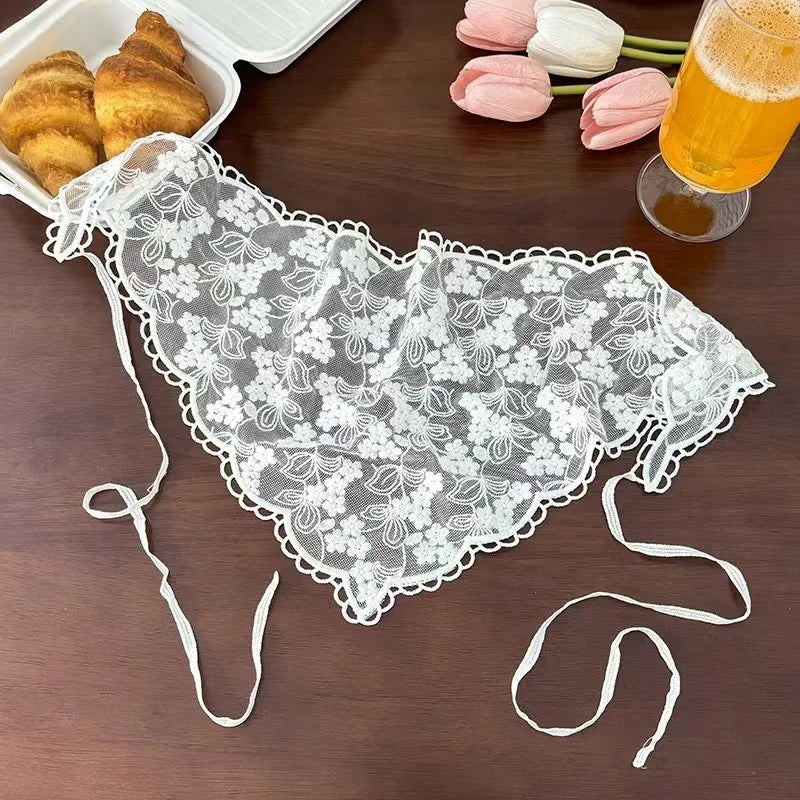 2025 ! Y2K Women Lace Tulle Bandage Skirt Stacked Lace Half Skirt Layering Small Butt Curtain Flower Triangle Hair Scarf - sm
