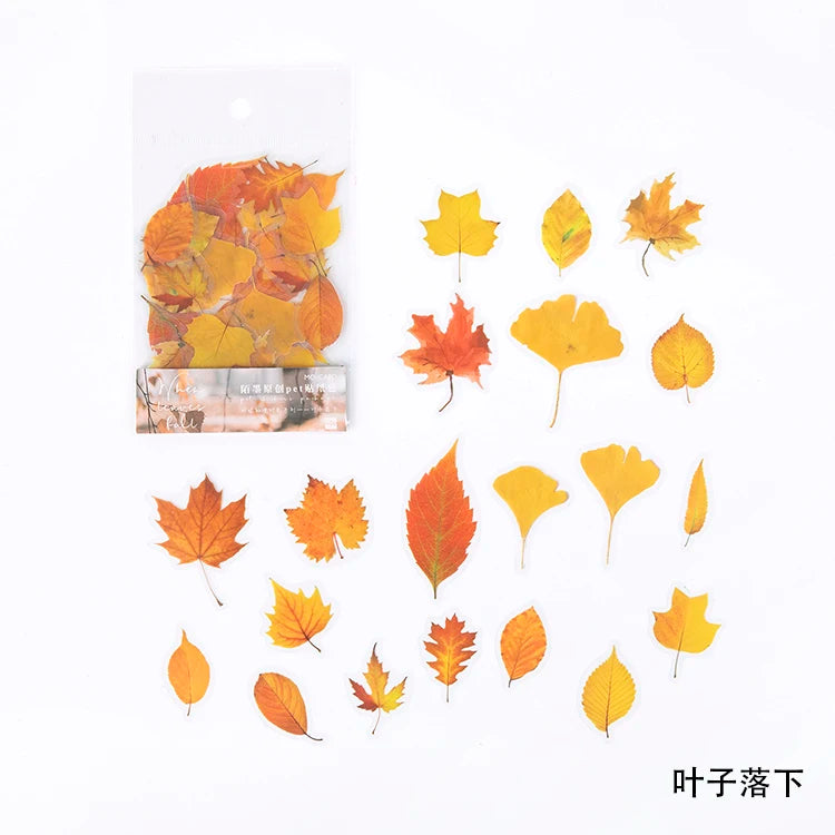 40pcs/bag Vintage Ginkgo leaves flowers PET sticker package DIY diary decoration sticker album scrapbooking - C
